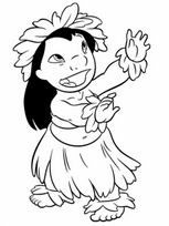 coloriage Lilo danse hawaienne